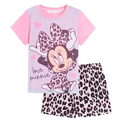 Bild av Disney Mimmi Pigg kort pyjamas för flickor shortie barn 2 delar sommar nattkläder set, Rosa, 3 År