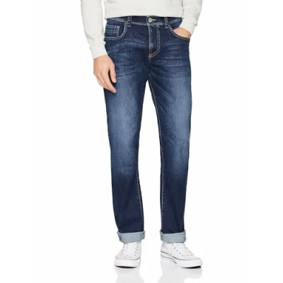 Bild av camel active Herr avslappnad passform jeans byxor Woodstock byxor, Mörkblå (indigo), 34W x 30L