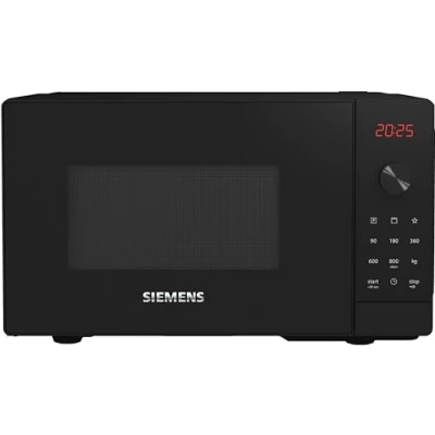 Bild av Siemens FE023LMB2 iQ300 mikrovågsugn, 44 x 26 cm, 800 watt, roterande platta 27 dörrstopp vänster, kokkontroll8 automatiska program, grillfunktion, svart, 20 l
