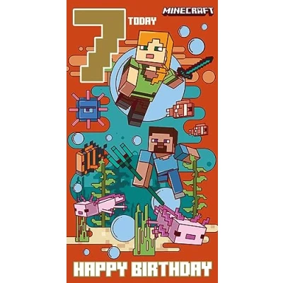 Bild av Minecraft födelsedagskort från 7 år, 7:e födelsedagskort, kort för sjunde födelsedagen, klimatvänliga vänliga kort, återvinningsbart officiellt licensierat 210 x 290