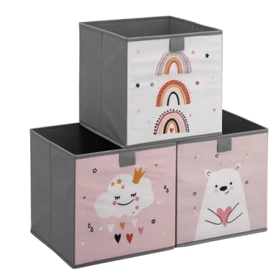 Bild av Navaris Set med 3 x förvaringslåda vikbar bricka 28 cm för förvaring av leksaker, kläder, babytillbehör och tillbehör