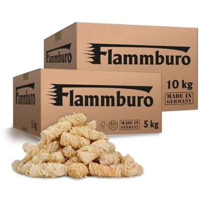 Bild av FLAMMBURO (15 kg / 1 200 st) Miljövänlig tändare för eldstäder och grillar naturligt trä vegetabiliskt vax vedeldad ull, tändtabletter perfekt öppen spis, eld, kokplattor
