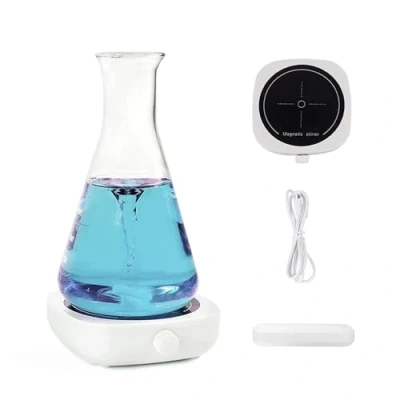 Bild av SWANSOFT 2000 ml magnetomrörare mini med magnetomrörningsstavar, 1002000 RPM liten, 220 V, USB kabel, bärbar för bryggning, blandjäst, laboratorium (vit)