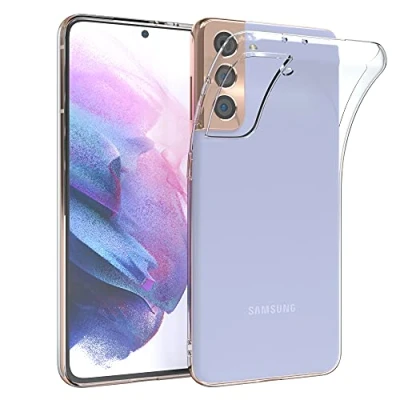 Bild av EAZY fodral kompatibelt med Samsung Galaxy S21 5G skyddsfodral silikon, ultratunt, smalt skydd, mobiltelefonfodral, silikonfodral, bakskydd, transparent, transparent