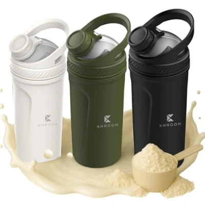 Bild av Proteinshaker i rostfritt stål 700 ml Intelligent sil för smoothies Mugg Metal Shaker (grön)
