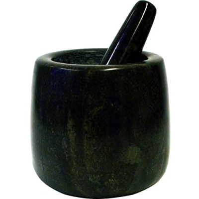 Bild av Jade Temple 17172 stenmortel med stöt i set, effektiv och enkel mortel, gjord av massiv granit 11 cm diameter 12 höjd, grå