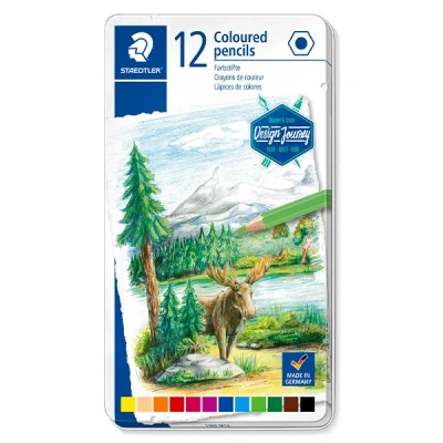 Bild av STAEDTLER Buntstifte, klassisches Sechskantformat, weiche Mine, hoch pigmentierte Farben, Metalletui mit 12 leuchtenden 146C M12