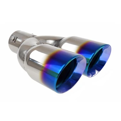 Bild av AMiO MT 022BLC 02354 Embouts d&#039;Échappement Bleu en forme de V Acier inoxydable