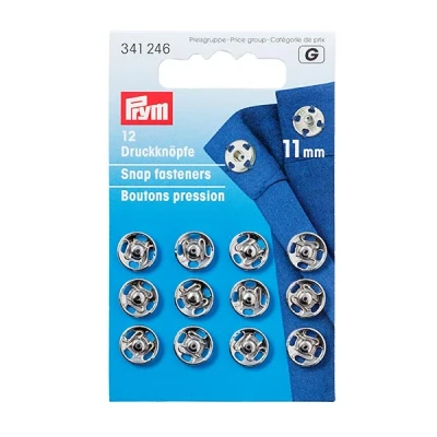 Bild av Tryckknappar i mässing att sy på [12 Stk Ø11 mm] Prym silver