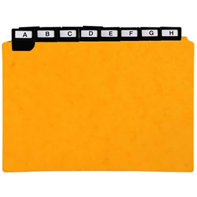 Bild av Exacompta Ref 13758E Förpackning med 24 alfabetiska listor i 425 g glansig kartong svarta metallflikar för indexkartonger Lämplig horisontella format 148x210mm
