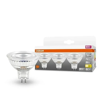 Bild av OSRAM Niedervolt ledda reflektorlampor MR16 med eftermontering av uttag, LED alternativ till Niedervolthalogen lampor, 6,5 W, 12 V, 2700 K, 621 lm, livslängd 15000 timmar, garanti: 3 år, pack