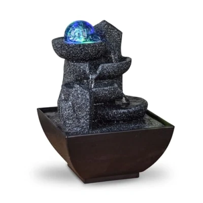 Bild av Bordsfontän inomhus stängd krets zen avslappnande färgglada LED ljus, dekoration vardagsrum, sovrum, kontor, användbara gåvor litet pris lågt utrymme, H 18 cm Lopo Zen&#039;Light
