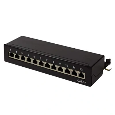 Bild av LogiLink Professional Cat.6A (500 MHz) patchpanel fördelningsfält, bord/vägg/skrivbord, STP (skärmad) 12 port (RJ45)