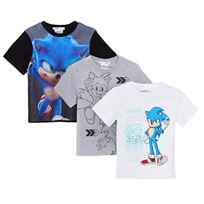 Bild av Sonic The Hedgehog pojkar 3 pack t tröjor barn spelare toppar kortärmade shirts multipack, Flerfärgad, 4 År