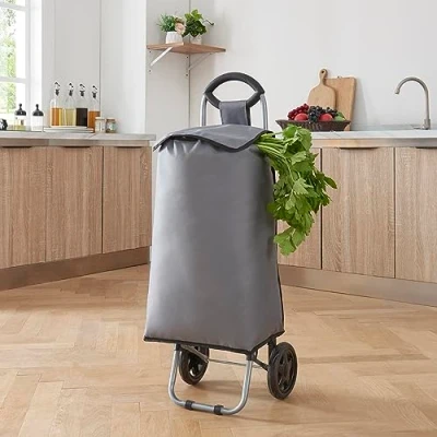 Bild av [en.casa] shoppingvagn Nørre vikbar 92,5 x 35 30 cm upp till kg transportvagn med stor lastkapacitet, handvagn hjul mörkgrå/svart