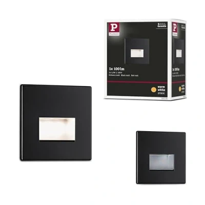 Bild av Paulmann 93094 LED Infälld belysning väggbelysning Edge Quadro Paket 80x5 mm 50 lm Fyrkantig Inkl. 1x1,2W Outdoor Svart matt Plast 2700K