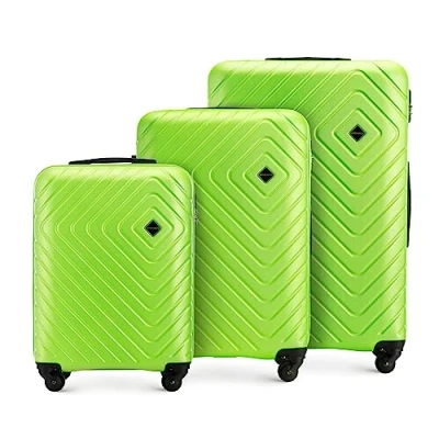 Bild av WITTCHEN Resväska 4 deligt set Rollande koffer Trolley Handbagage Hårdfodral i Polycarbonat med svänkbara hjul Kombinationslås Teleskopiskt handtag Explorer Line Grön