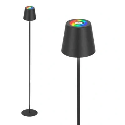 Bild av Briloner LED golvlampa Coloris, svart, RGB, dimmer, IP44, USB