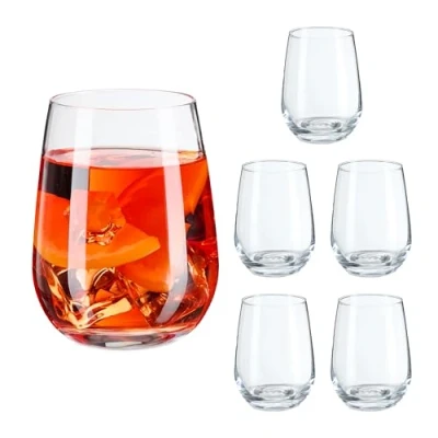 Bild av Relaxdays Dricksglas uppsättning med 6 vattenglas, diskmaskinssäkra dryckesglas, juice, limo, iste, 400 ml, transparent