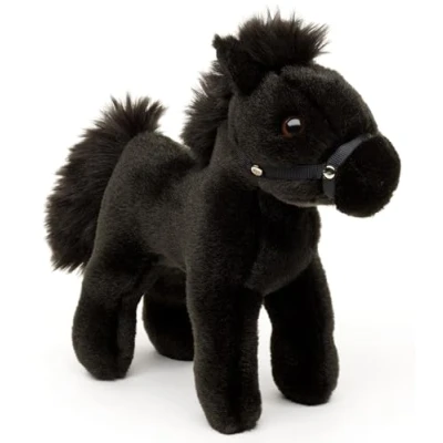 Bild av Uni Toys häst, stående, svart (utan sadel) 23 cm (längd) plyschdjur, gosedjur