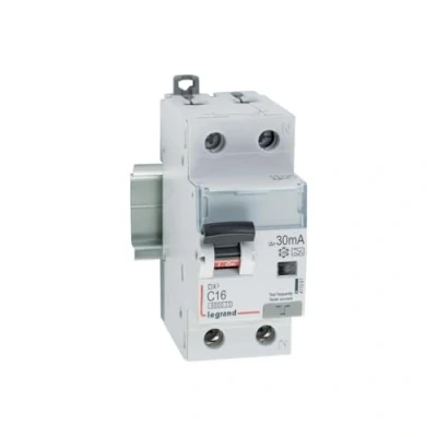Bild av LEGRAND, DX3 FI/LS omkopplare C egenskaper, 16A, 1P+N, 6kA, 30 mA, typ A, 230VAC, 2 delningsenheter, 411061