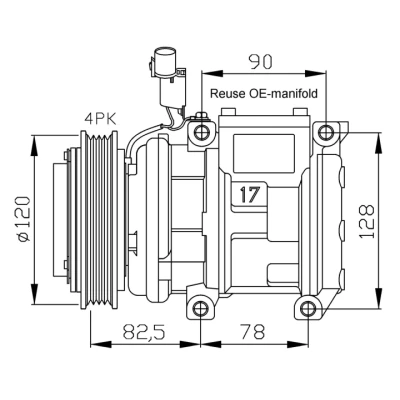 Bild av NRF EASY FIT 32449 compresseur De Climatisation 10PA17C 12 PAG 46 avec huile PAG, bague d&#039;étanchéité KIA: CARNIVAL 2