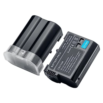 Bild av EN EL15/EL15a/15b uppladdningsbart batteri 2550 mAh (2 st) kompatibel med Nikon D7000, D7100, D7200, D7500, D500, D600, D600E, D610, D750, D780, D800, D800 0E, D810, D810E, D850, V1, Z5, Z6, Z7,