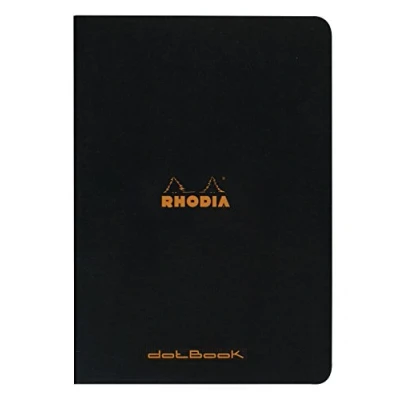 Bild av RHODIA 119166C svart Piqué anteckningsbok A4 prickig 96 sidor vitt Clairefontaine papper 80 g/m mjukt, motståndskraftigt och vattentätt belagt kortskydd klassisk