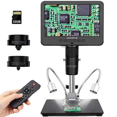 Bild av microscope numérique HDMI Andonstar AD246S M 2000x adulte 3 lentilles 2160P UHD enregistrement vidéo 7 pouces LCD à souder pièces micro biologique