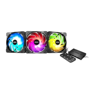 Bild av MSI MAX F12A 3H 120 mm husfläkt (3 x fläkt, LED kontroll, fjärrkontroll, 3 pack, svart, ARGB) A RGB