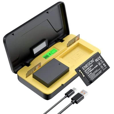 Bild av ENEGON LP E17 20 W snabbladdare set med dubbla batterier kompatibel Canon EOS R10, R8, RP, R50, R100, M3, M5, M6, 200D, 250D, 77D, 750D, 760D, 800D, 800D och mer P7800, LCD display