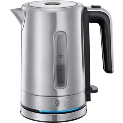 Bild av Russell Hobbs Compact vattenkokare, rostfritt stål, 0.8l, 2200W, LED belysning, antikalkfilter, perfekt hällpip, för det lilla hemmet, resevattenkokare, 24190 70