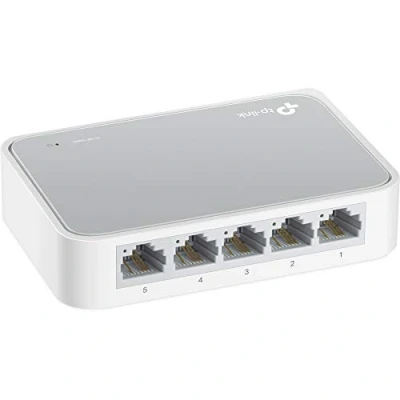 Bild av TP Link TL SF1005D 5 Port Fast Ethernet/Nätverk/LAN switch (10/100 Mbit/s, Automatisk hastighets och duplexjustering, Plug and Play, Auto Mdi/Mdix, Utan fläkt) Vit