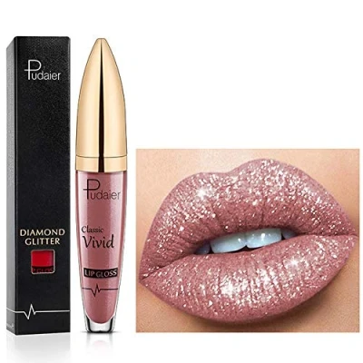Bild av 18 färger Diamond Glitter Lipgloss Lipstick flytande läppstift matt glans, läppglans långvarig non stick slät och bekväm (07)