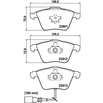 Bild av HELLA 8DB 355 010 351 Jeu de plaquettes frein avec contact du palpeur d&#039;usure intégré VOLKSWAGEN: Golf 5, Passat B6 Variant, Berline
