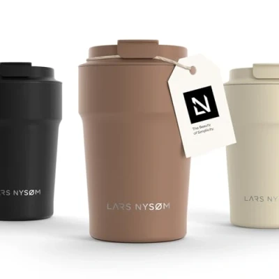Bild av LARS NYSØM Thermo Kaffeebecher to go 380ml er Travel Mug 0,38 Liter med isolering Utsläppssäker rostfri termosmugg för kaffe och te på språng Teebägare (Mocha Brown, 380ml)