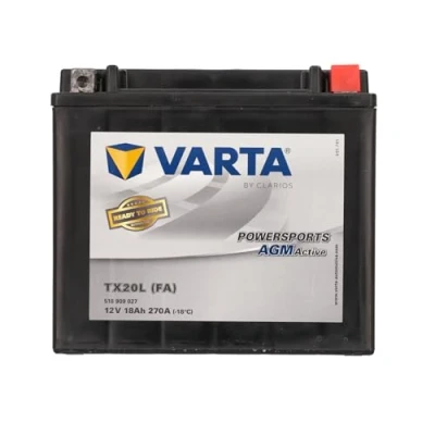Bild av Varta Motorcykelbatteri 18 Ah / 270 A Powersports Active AGM, Lång Livslängd, Förladdat, Underhållsfritt, Lämpligt För Motorcyklar, Skotrar, Fyrhjulingar, Vattenskotrar och Snöskotrar, Svart