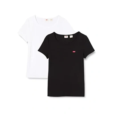 Bild av Levi&#039;s dam T tröja 2 pack Tee, White +/Mineral Black, S