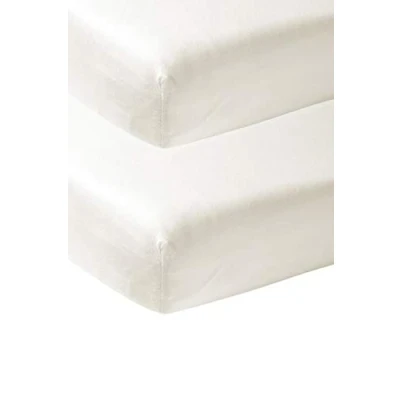 Bild av Meyco Baby Uni underlakan 2 pack för vaggan (lakan med mjuk jerseykvalitet, tillverkad av 100% bomull, perfekt passform tack vare elastisk dragsko runt om, mått: 40 x 80 / 90cm), cremevit