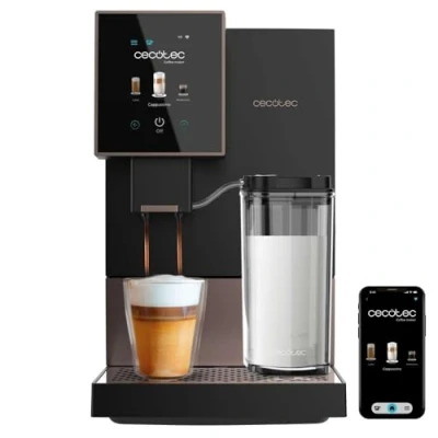 Bild av Cecotec Superautomatisk espressokaffemaskin Cremmaet Compactccino Connected Black Rose. 19 bar, TFT skärm, WiFi, integrerad kvarn, 1,1 l vattentank och mjölk 400 ml, automatisk rengöring