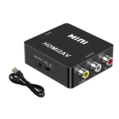 Bild av HDMI till RCA Composite AV CVBS videokonverterare stöder HDTV, 1080P adapter för PC/Xbox/PS4/PS3/TV/VHS/DVD/Blu Ray, med USB kabel