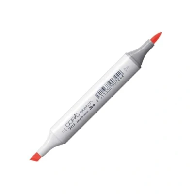 Bild av COPIC sketch markeringspenna typ RV 13, anslagningsrosa, professionell penselmarkör, med en superpenselspets och medelbrun spets