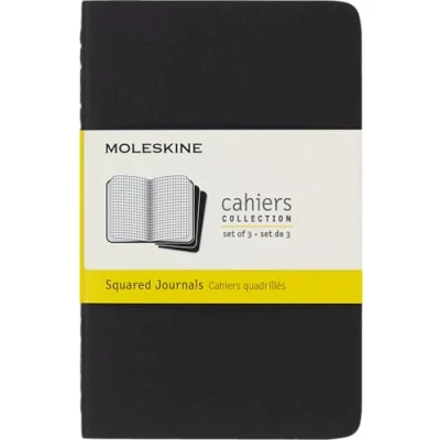 Bild av Moleskine Set med 3 fickformat rutnät anteckningsböcker mjukt fodral 9 x 14 cm svart