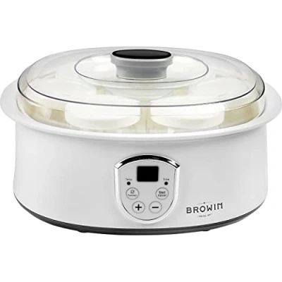 Bild av Browin 801015 yoghurtberedare, yoghurtmaskin med termostat och glas, 7 yoghurtburkar lock, 1,3 l, 20 W