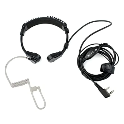 Bild av Retevis Walkie Talkie Throat Mic 2 poligt headset infällbar hals mikrofon öronsnäcka kompatibel med vägs radio RT24 RT27 RT622 RT617 Baofeng UV5R Kenwood Covert akustisk tub (1 st)