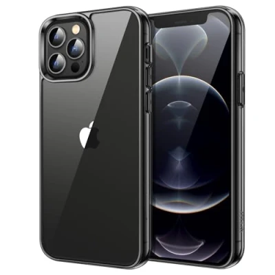 Bild av JETech Skal för iPhone 12 Pro Max 6,7 Tums, Stötsäkert Stötfångarhölje, Anti Rep Klar Baksida (Svart)