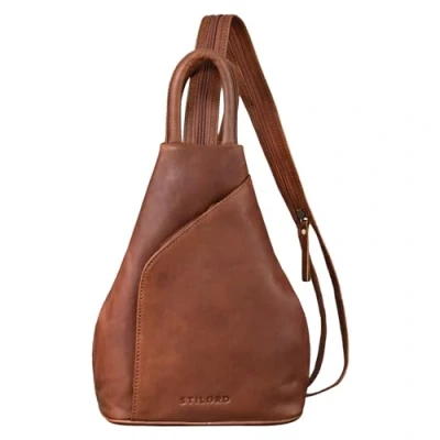 Bild av STILORD &#039;Lyanna&#039; slingväska dam läder Crossbody ryggsäck 2 i 1 handväska för City utgång shopping dagsryggsäck äkta