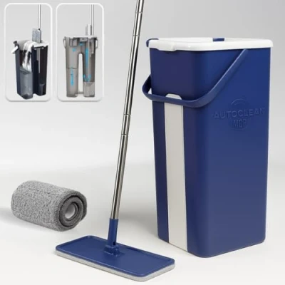 Bild av Mikrofiber Platt mopp och hink STARLYF Autoclean Mop, Rengöringssystemet med automatisk hink, en mikrofiberkvast två fack