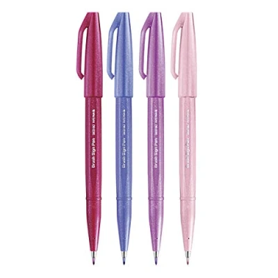 Bild av Pentel SES15C Brush Sign penna Set med 4 styck