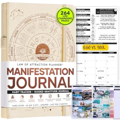 Bild av Law of attraction daglig planerare deluxe dags kalender och tacksamhetsdagbok för att öka produktiviteten, lyckan tidshantering (vanilj astro färg, A5 odaterad)